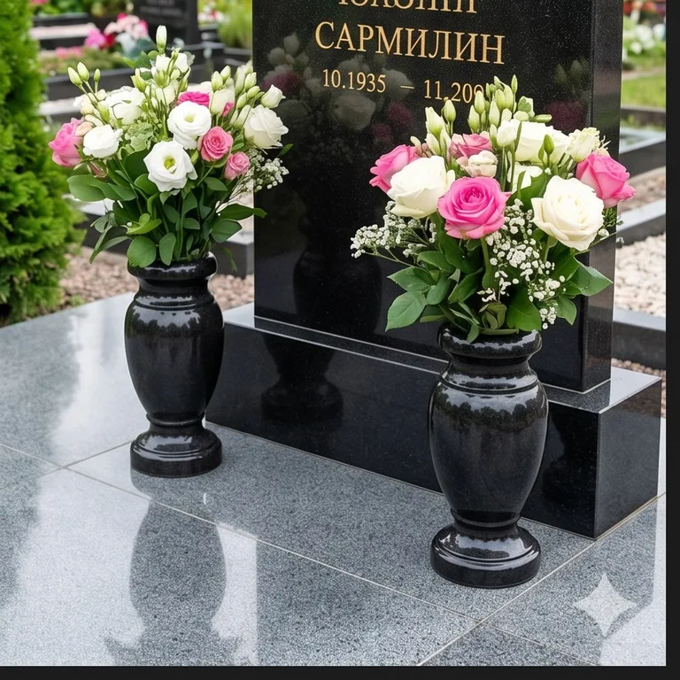 Гранитные вазы для цветов на участке в Сочи