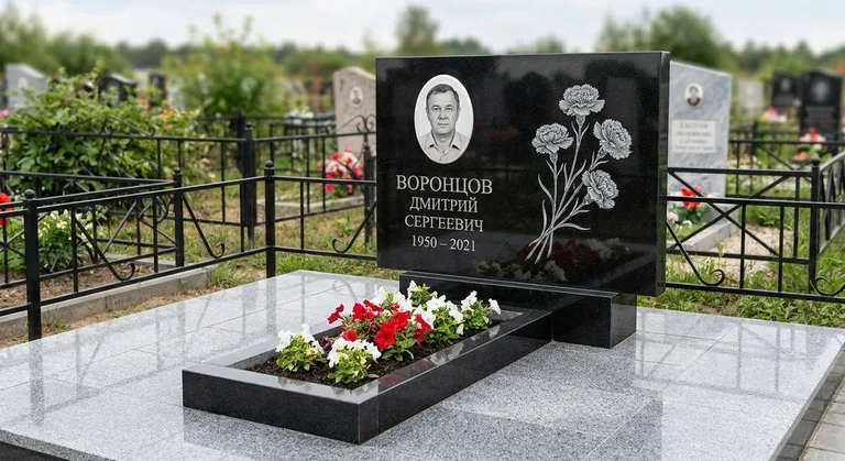 Памятник с гравировкой гвоздик — выполненная работа «Воронцов» в Сочи