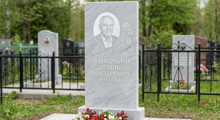 Памятник с гравировкой гвоздик — выполненная работа «Панкратов» в Сочи