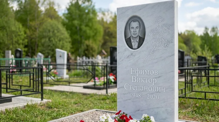 Памятник с гравировкой гвоздик — выполненная работа «Ефимов» в Сочи