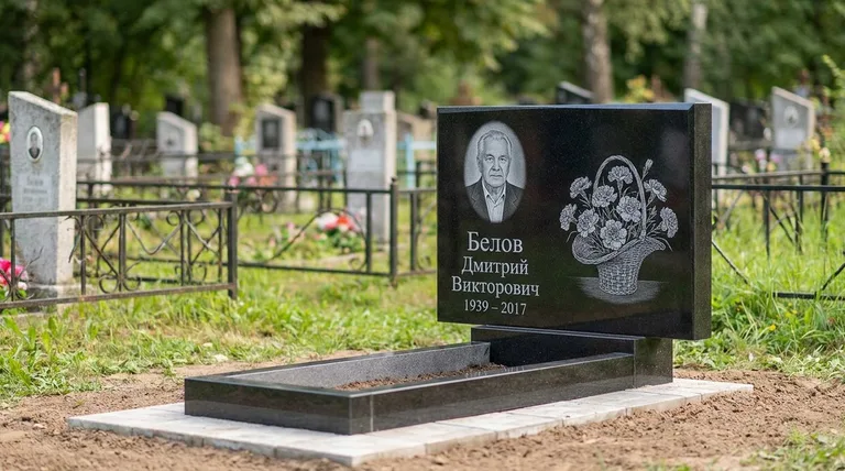 Памятник с гравировкой гвоздик — выполненная работа «Белов» в Сочи