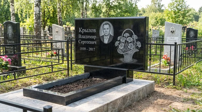 Памятник с гравировкой гвоздик — выполненная работа «Крылов» в Сочи