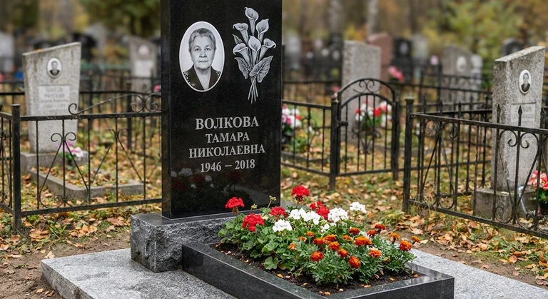 Гравировка калл на памятник в Сочи — пример работы на граните