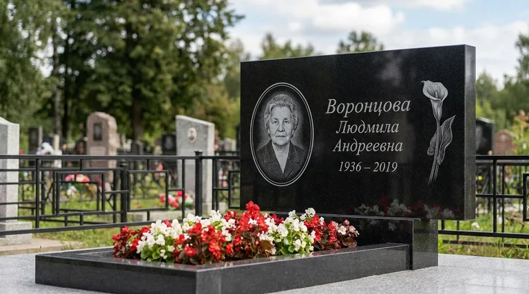 Памятник с гравировкой калл — выполненная работа «Воронцова» в Сочи