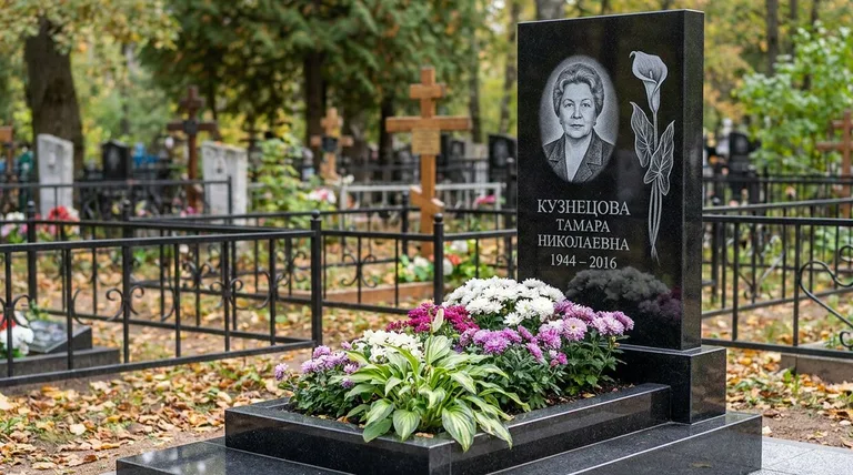 Памятник с гравировкой калл — выполненная работа «Кузнецова» в Сочи