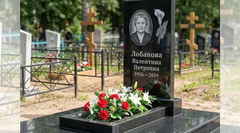 Памятник с гравировкой калл — выполненная работа «Лобанова» в Сочи