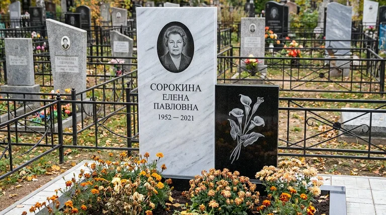 Памятник с гравировкой калл — выполненная работа «Сорокина» в Сочи