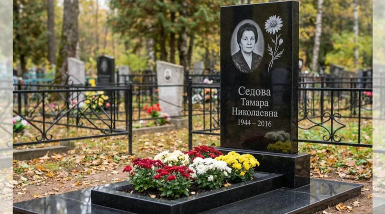 Памятник с гравировкой ромашек — выполненная работа «Седова» в Сочи
