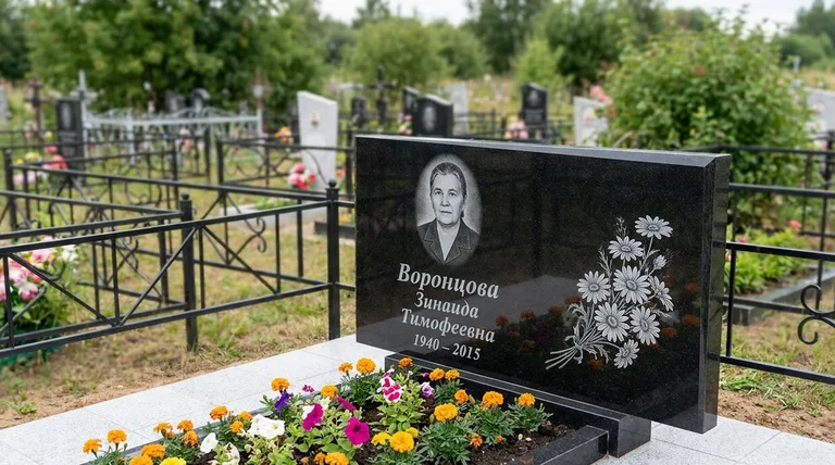 Памятник с гравировкой ромашек — выполненная работа «Воронцова» в Сочи