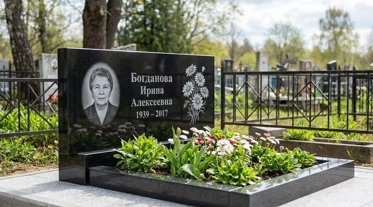 Памятник с гравировкой ромашек — выполненная работа «Богданова» в Сочи