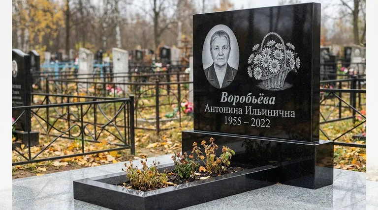 Памятник с гравировкой ромашек — выполненная работа «Воробьёва» в Сочи