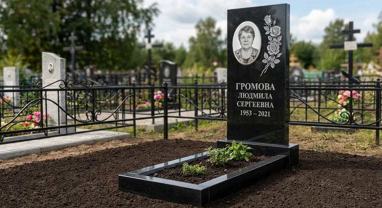 Памятник с гравировкой роз — выполненная работа «Громова» в Сочи