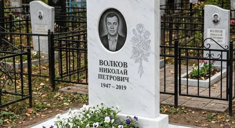 Памятник с гравировкой роз — выполненная работа «Волков» в Сочи