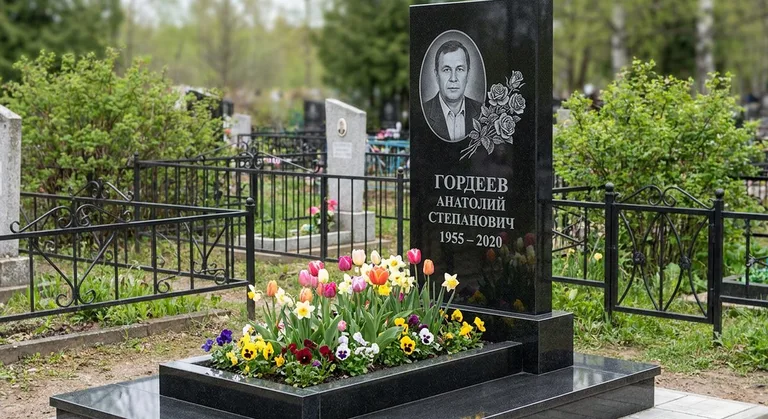 Памятник с гравировкой роз — выполненная работа «Гордеев» в Сочи