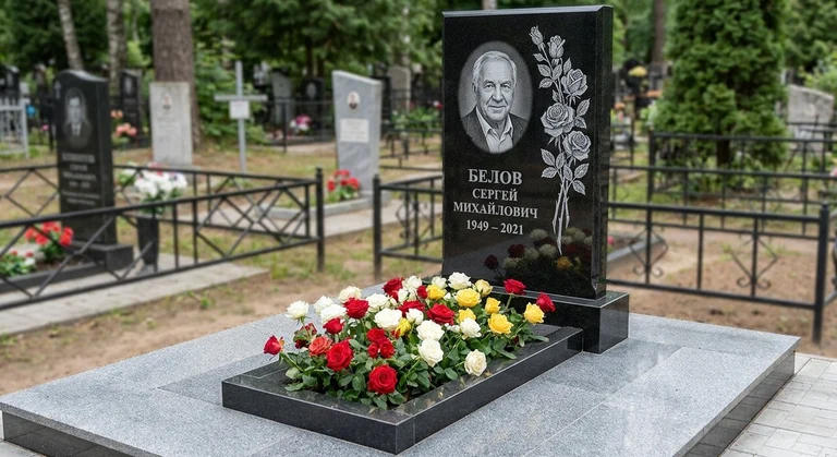 Гравировка цветов на памятник в Сочи — розы на граните