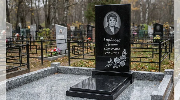 Памятник с гравировкой роз — выполненная работа «Гордеева» в Сочи