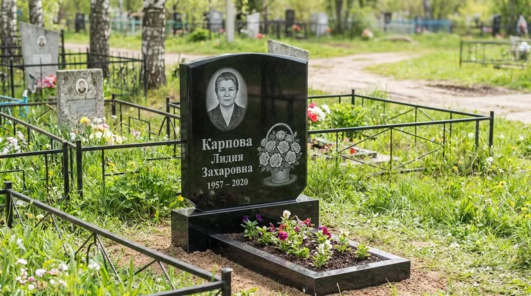 Памятник с гравировкой роз — выполненная работа «Карпова» в Сочи