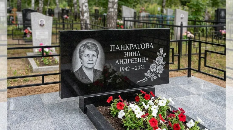Памятник с гравировкой роз — выполненная работа «Панкратова» в Сочи