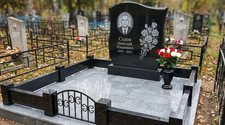 Памятник с гравировкой роз — выполненная работа «Седов» в Сочи