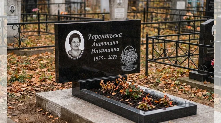 Памятник с гравировкой роз — выполненная работа «Терентьева» в Сочи