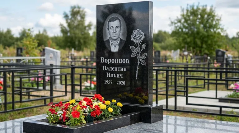 Памятник с гравировкой роз — выполненная работа «Воронцов» в Сочи