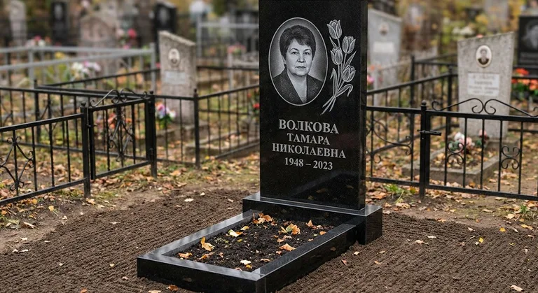 Памятник с гравировкой тюльпанов — выполненная работа «Волкова» в Сочи