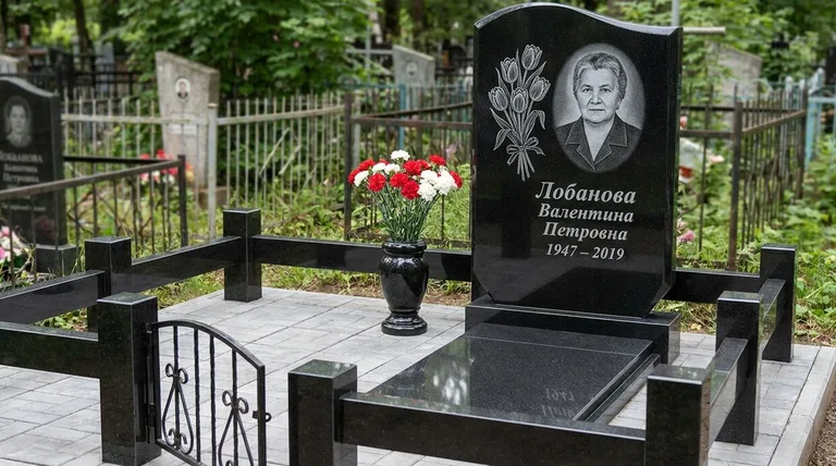 Памятник с гравировкой тюльпанов — выполненная работа «Лобанова» в Сочи