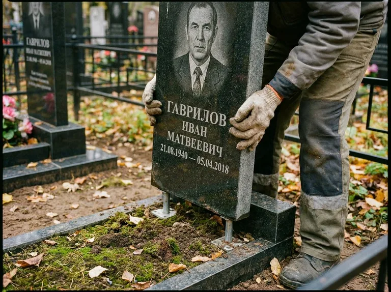 Демонтаж гранитного памятника (стелы) с могилы в Сочи
