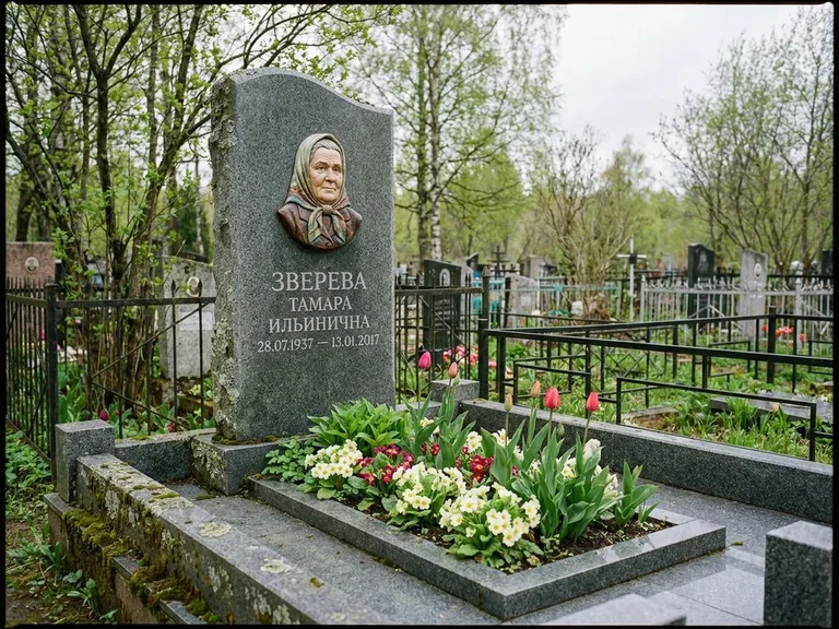 Керамический портрет на летнем кладбище в Сочи
