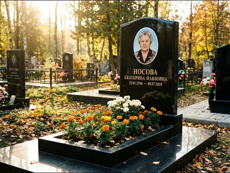 Керамический портрет мужчины на чёрном граните в Сочи