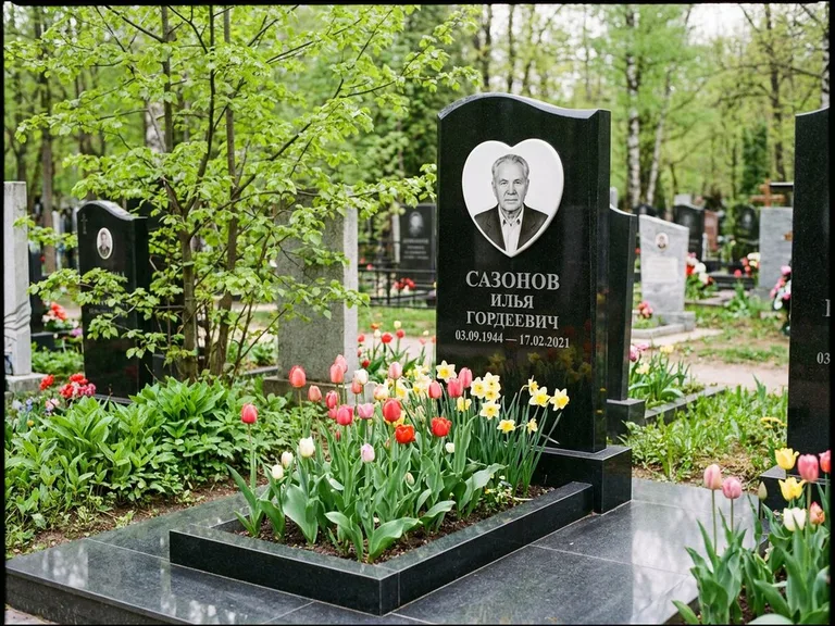 Цветной керамический портрет на памятнике в Сочи