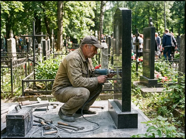 Выездная гравировка на кладбище