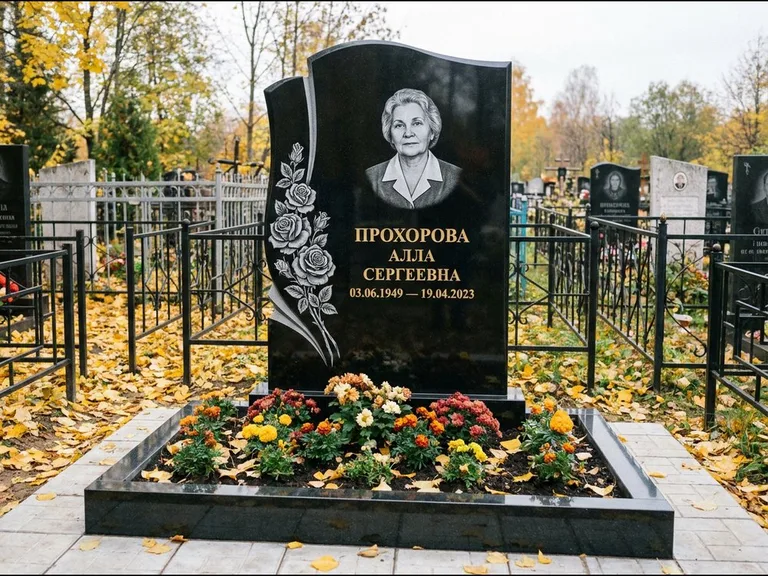 Гравировка портрета на чёрном граните — выполненная работа 20 в Сочи