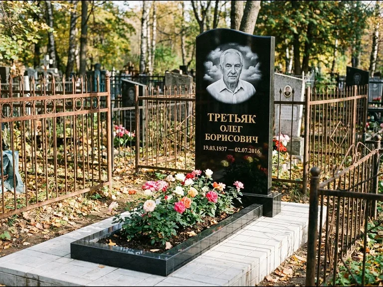 Гравировка портрета на чёрном граните — выполненная работа 23 в Сочи