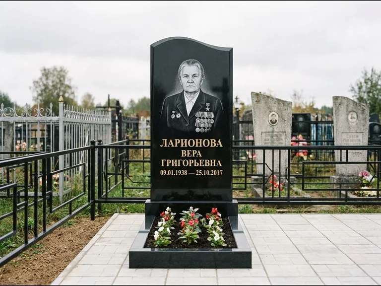 Гравировка портрета на чёрном граните — выполненная работа 28 в Сочи
