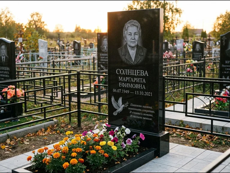 Памятник с гравировкой голубей — гравировка голубя с оливковой ветвью рядом с эпитафией, работа «Солнцева» в Сочи