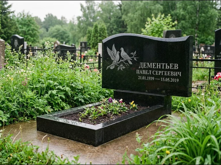 Памятник с гравировкой голубей — гравировка голубей, работа «Дементьев» в Сочи
