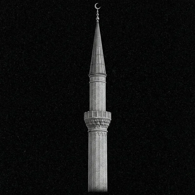 Эскиз: Минарет (фотореализм) — одиночный минарет с полумесяцем в Сочи