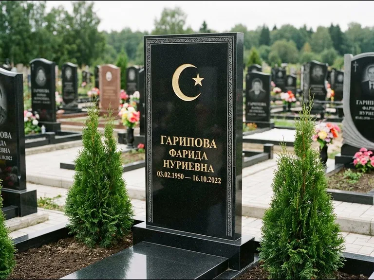 Памятник с гравировкой полумесяца — гравировка полумесяца, работа «Гарипова» в Сочи
