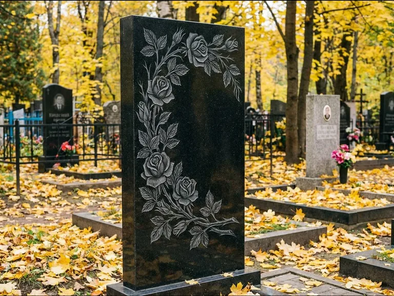 Цветы и орнамент — гравировка с выездом на кладбище в Сочи