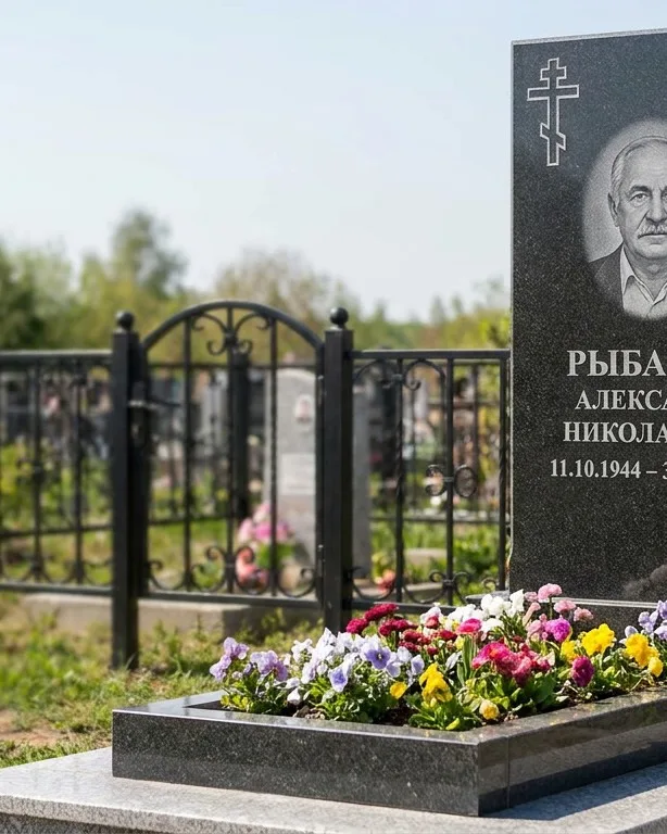 Двойной памятник под ключ с ярким цветником в Сочи