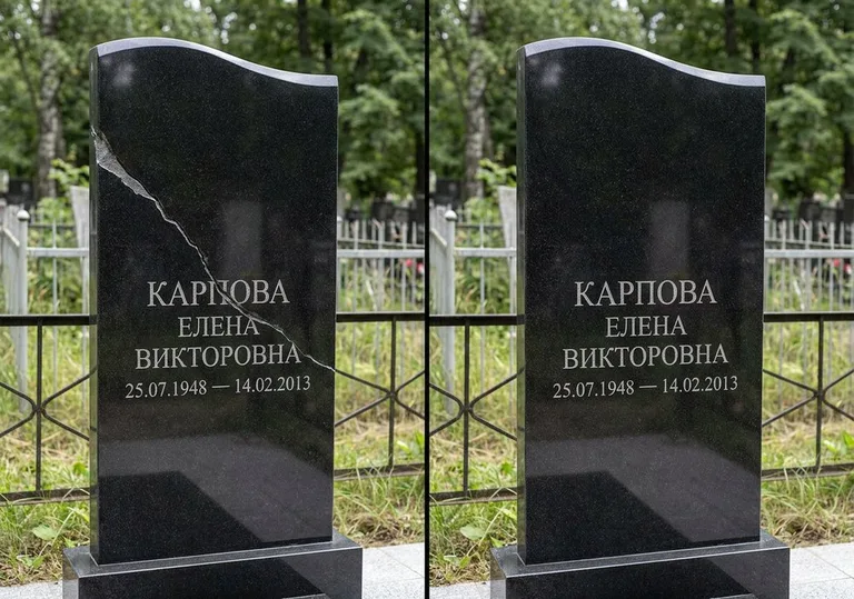 Заделка трещины на чёрном граните: до и после в Сочи