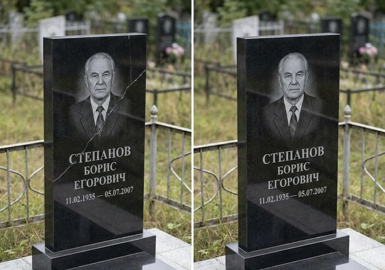 Восстановление надписи и портрета на памятнике: до и после в Сочи
