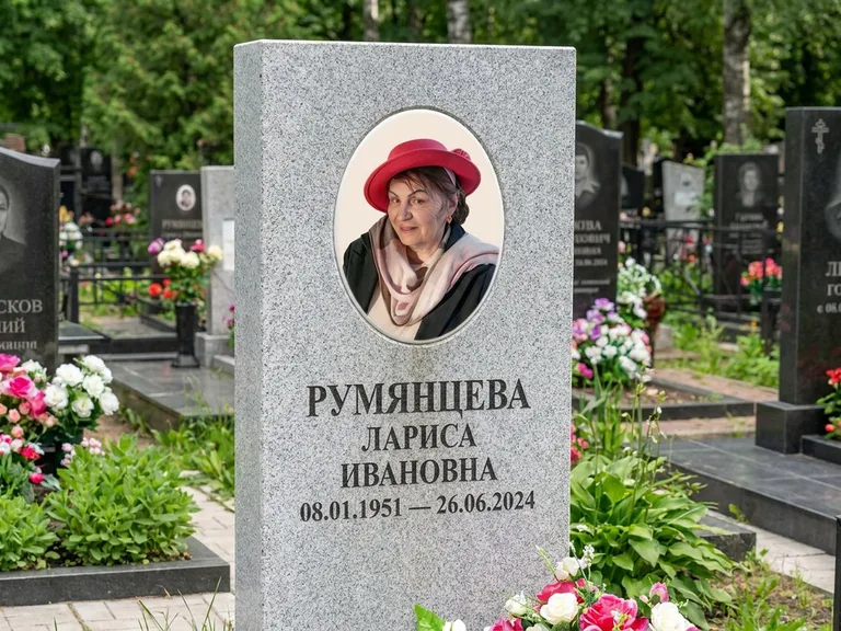 Портрет на памятнике в Сочи — Цветной портрет → овальная фотокерамика на светлом камне