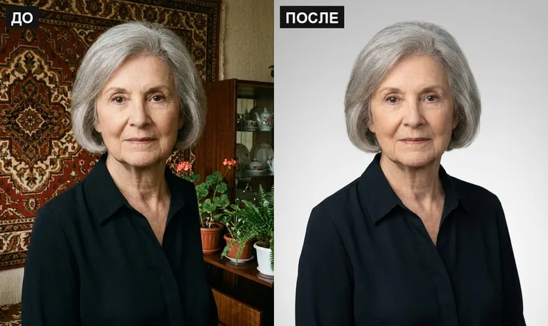 Ретушь фото на памятник — замена фона: до и после в Сочи
