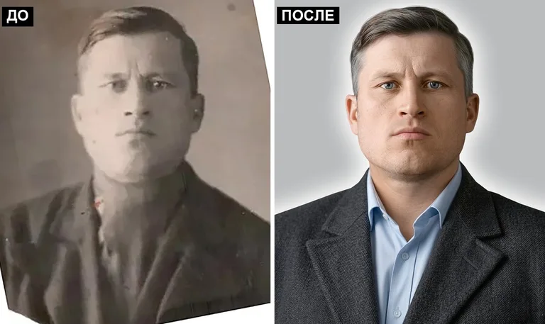 Ретушь фото на памятник — замена одежды: до и после в Сочи