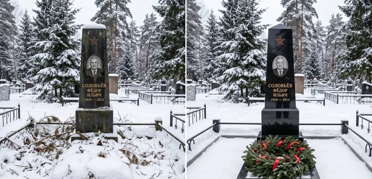 Уборка старого памятника до и после в Сочи