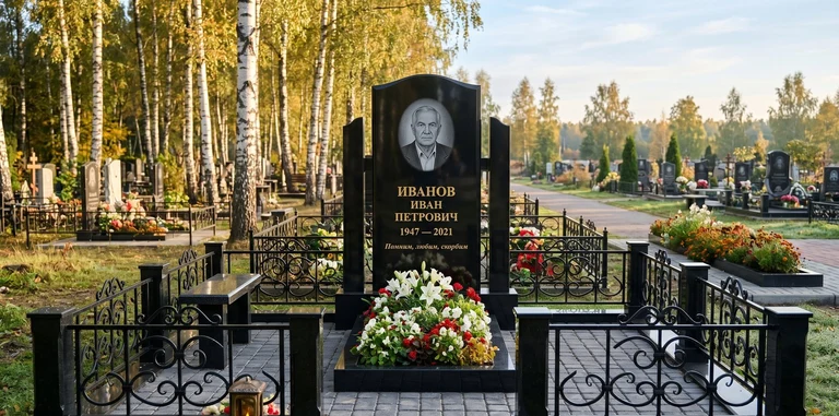 Установка памятника на могилу под ключ в Сочи — гранитный мемориальный комплекс, ограда, плитка, благоустройство