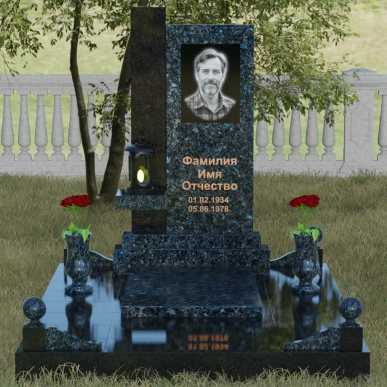 Мемориальная композиция с консольной полкой, гранит Блю Перл, вид 2