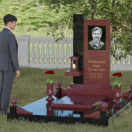 Мемориальная композиция с консольной полкой, гранит Лезниковский, вид 4